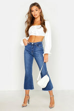 Load image into Gallery viewer, Mid Rise Cropped Kick Flare Jean
