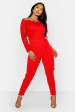 Load image into Gallery viewer, Off The Shoulder Lace 2 in 1 Jumpsuit

