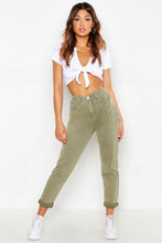 Load image into Gallery viewer, High Waist Distressed Rigid Mom Jeans
