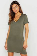 Load image into Gallery viewer, V Neck Short Sleeve T-Shirt Dress
