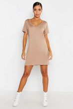 Load image into Gallery viewer, V Neck Short Sleeve T-Shirt Dress
