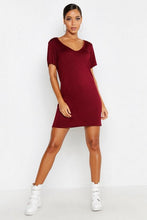 Load image into Gallery viewer, V Neck Short Sleeve T-Shirt Dress
