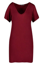 Load image into Gallery viewer, V Neck Short Sleeve T-Shirt Dress
