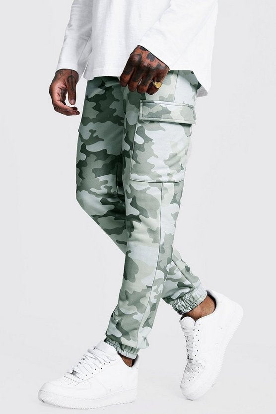 Camo Print Cargo Skinny Joggers