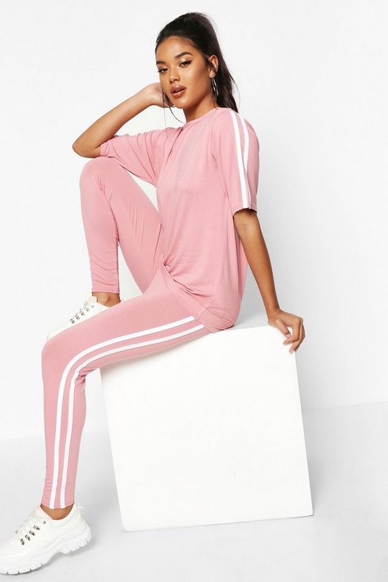 Side Stripe T-shirt Leggings Lounge Set