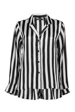 Load image into Gallery viewer, Satin Stripe Print Long Sleeve And Short PJ Set

