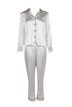 Load image into Gallery viewer, Contrast Piping Button Down Satin Set
