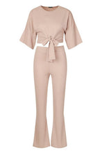 Load image into Gallery viewer, Petite Tie Front Wide Leg Loungewear Set
