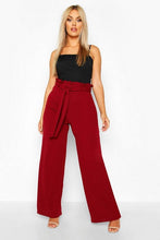 Load image into Gallery viewer, Plus Ruffle High Waist Tie Belt Trouser
