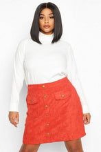 Load image into Gallery viewer, Plus Chunky Cord Pocket Front Mini Skirt
