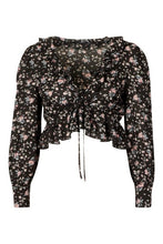 Load image into Gallery viewer, Petite Floral Double Ruffle Tie Front Top
