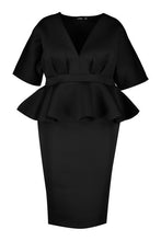 Load image into Gallery viewer, Plus Scuba Plunge Kimono Top - Midi Skirt Co-ord
