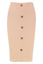 Load image into Gallery viewer, Petite Button Through Rib Midi Skirt
