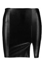 Load image into Gallery viewer, Petite Leather Look Split Mini Skirt
