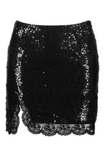 Load image into Gallery viewer, Petite Sequin Lace Split Mini Skirt
