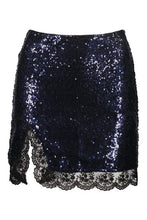 Load image into Gallery viewer, Petite Sequin Lace Split Mini Skirt
