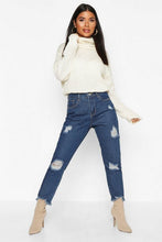 Load image into Gallery viewer, Petite Distressed Hem Straight Leg Jeans 26&quot;&quot; Leg
