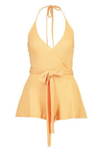 Load image into Gallery viewer, Petite Ribbed Tie Round Strappy Playsuit
