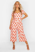Load image into Gallery viewer, Plus Floral Square Neck Self Belt Culotte Jumpsuit
