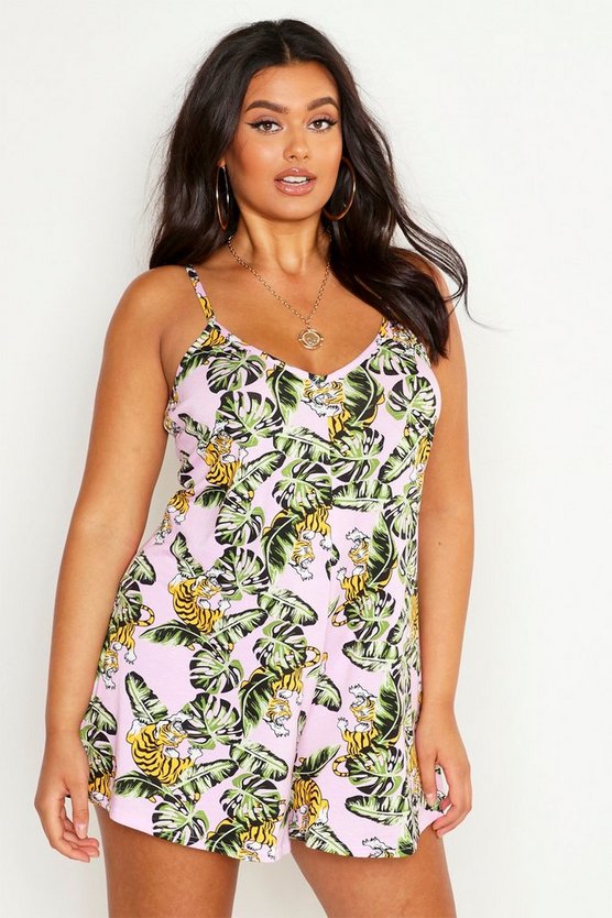 Plus Tropical Print Playsuit