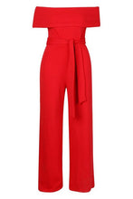 Load image into Gallery viewer, Plus Off Shoulder Wide Leg Self Belt Jumpsuit
