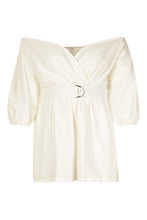Load image into Gallery viewer, Plus Linen Mix Bardot Belted Playsuit
