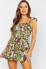 Load image into Gallery viewer, Petite Floral Leaf Printed Frill Playsuit
