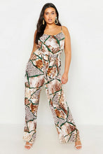 Load image into Gallery viewer, Plus Mixed Animal Print Tie Waist Wide Leg Jumpsuit
