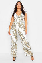 Load image into Gallery viewer, Plus Chain Print Angel Sleeve Wide Leg Jumpsuit
