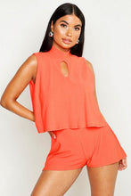 Load image into Gallery viewer, Petite High Neck Double Layer Playsuit
