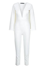 Load image into Gallery viewer, Petite Cape Sleeve Extreme Plunge Jumpsuit

