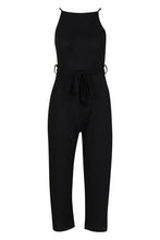 Load image into Gallery viewer, Petite High Neck Belted Rib Culotte Jumpsuit
