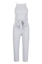 Load image into Gallery viewer, Petite High Neck Belted Rib Culotte Jumpsuit
