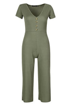 Load image into Gallery viewer, Petite Rib Mock Horn Button Culotte Jumpsuit
