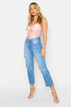 Load image into Gallery viewer, Petite Ripped Knee Mom Jean
