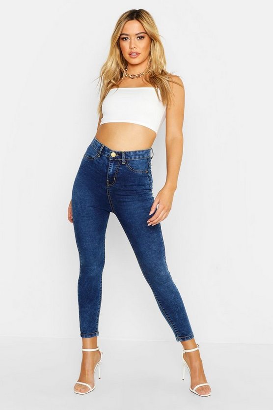 Petite One Button High Waist Jegging