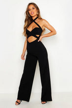 Load image into Gallery viewer, Petite Halterneck Cut Out Wide Leg Jumpsuit
