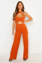 Load image into Gallery viewer, Petite Halterneck Cut Out Wide Leg Jumpsuit
