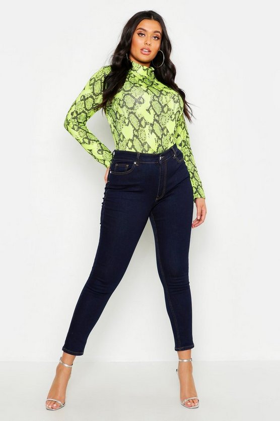 Plus Mid Rise Butt Shaper Skinny Jeans