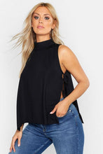 Load image into Gallery viewer, Plus Rib High Neck Tie Side Vest Top
