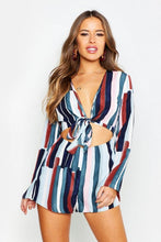 Load image into Gallery viewer, Petite Candy Stripe Tie Front Playsuit
