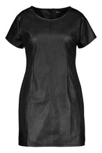 Load image into Gallery viewer, Plus PU Cap Sleeve Shift Dress
