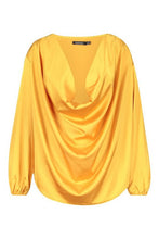 Load image into Gallery viewer, Plus Satin Cowl Long Sleeve Blouse
