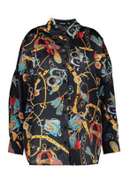 Load image into Gallery viewer, Plus Satin Chain Print Oversized Shirt
