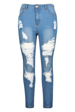 Load image into Gallery viewer, Plus Distressed High Rise Stretch Skinny Jean
