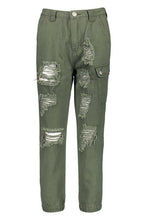Load image into Gallery viewer, Petite Utility Pocket Distressed Cargo Jean
