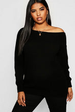 Load image into Gallery viewer, Plus Slash Neck Fisherman Jumper
