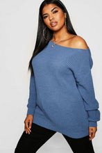 Load image into Gallery viewer, Plus Slash Neck Fisherman Jumper
