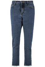 Load image into Gallery viewer, Petite Raw Hem Mid Wash Mom Jean
