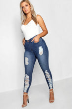 Load image into Gallery viewer, Plus Ripped Cut Off Stretch Skinny Jean
